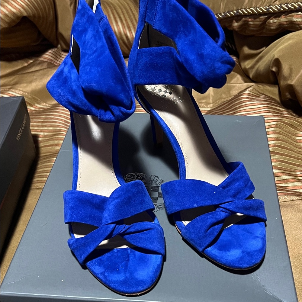 Elegant Blue Suede Women's Heels